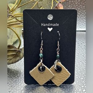 "5/$25" Handmade Nobuck Leather/Gemstone Lightweight Dangle Earrings